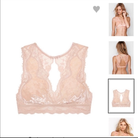 🧁 EUC Victoria's Secret Ladie's Dream Angels Crushed Velour/Lace Bralette, XS - Picture 6 of 13